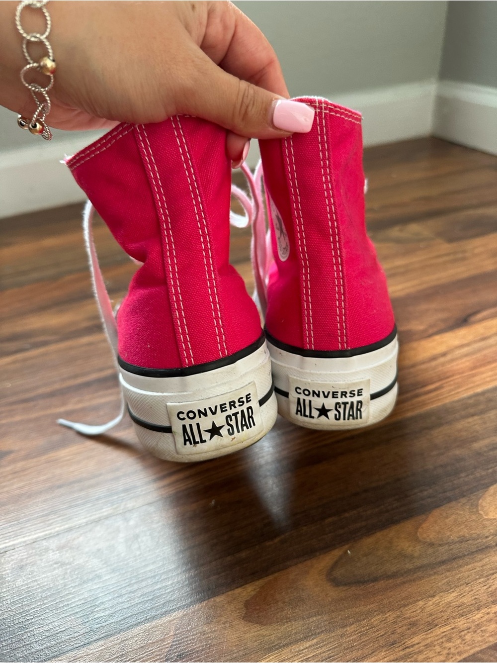 Converse High-Top Sneakers - Hot Pink with White Accents - Picture 3 of 4